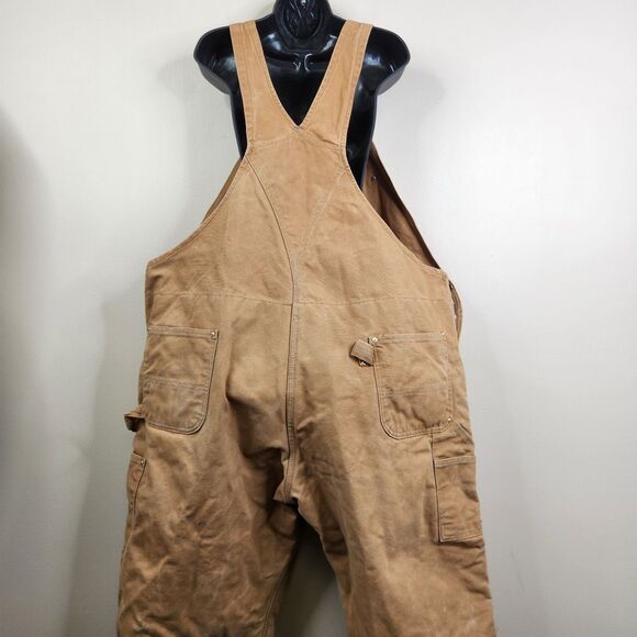 Carhartt Mens Vintage 2003 Quilted Lined Zip Leg Coveralls Work Bib 50x30 - Picture 5 of 12